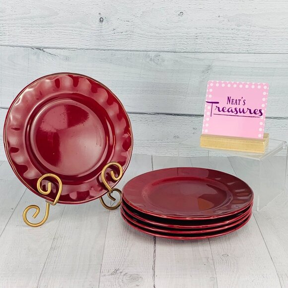 Victorian Classic THE ENGLISH COLLECTION Maroon Brown Speckle Salad Plate Set 5 - Picture 1 of 9
